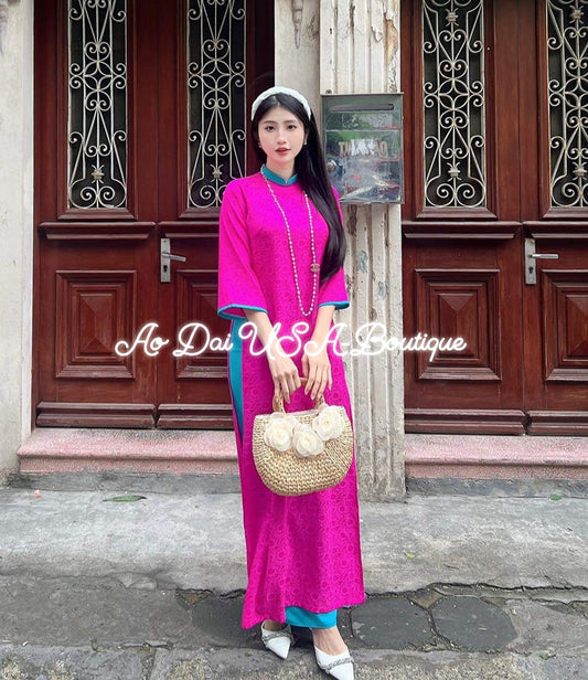 Hot Pink Sparkle Spring Ao Dai Set B28