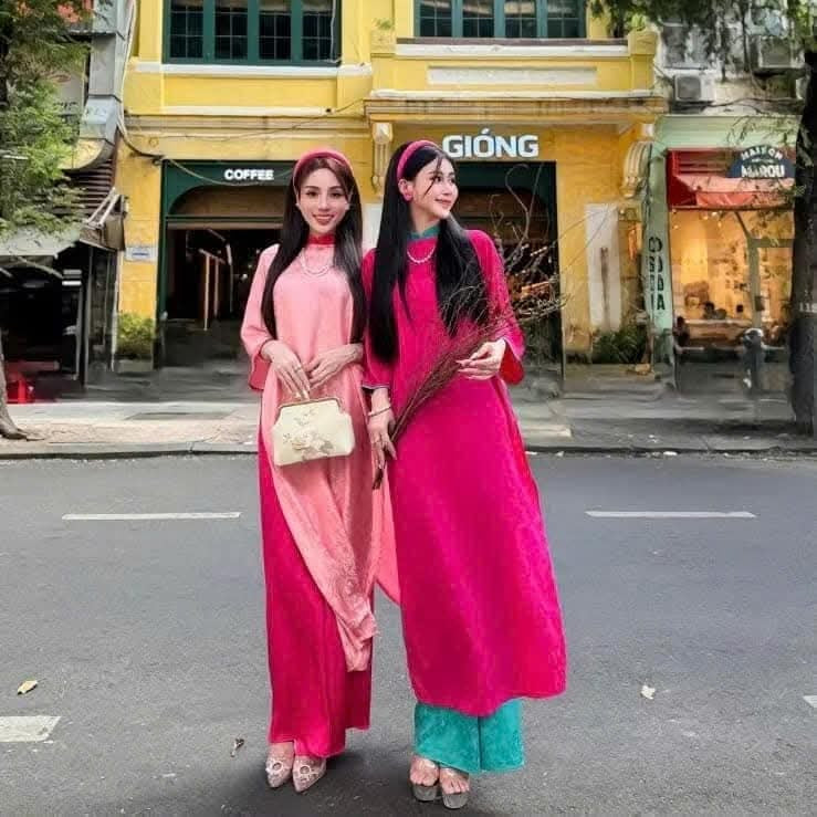 Hot Pink Sparkle Spring Ao Dai Set B28