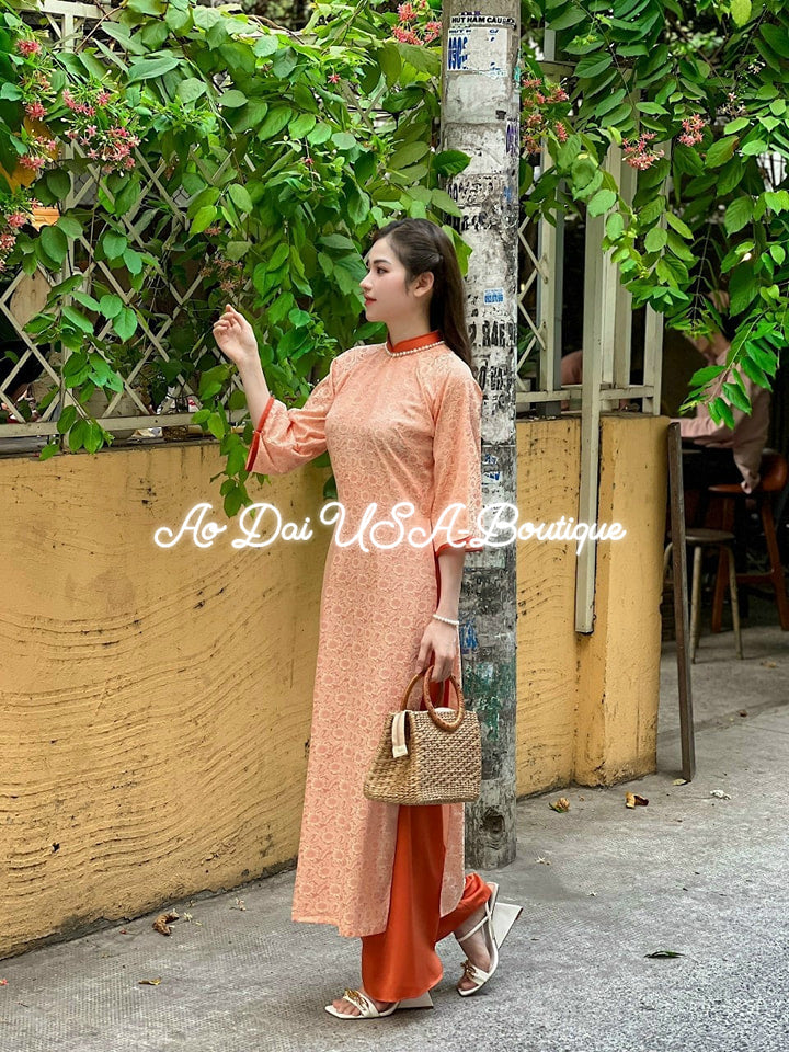 Orange Cream Spring Ao Dai Set B28