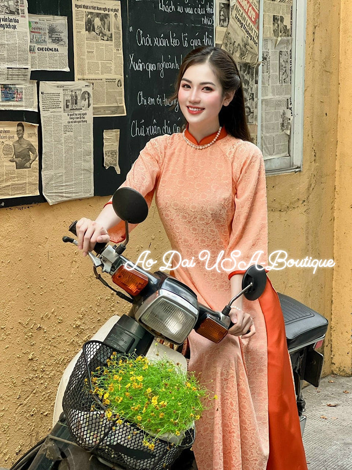 Orange Cream Spring Ao Dai Set B28