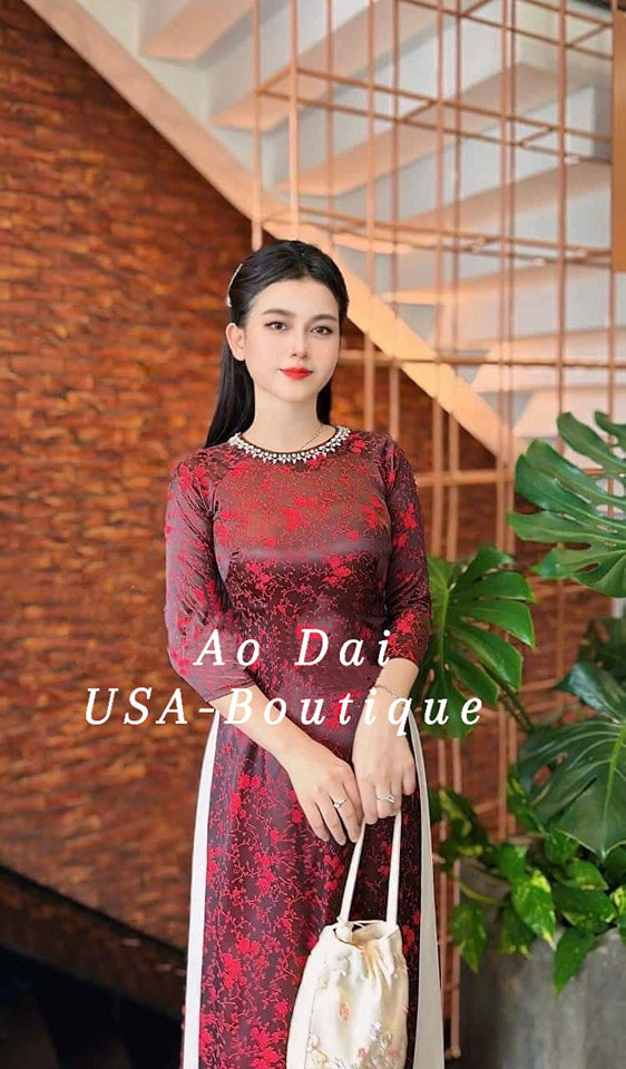 Burgundy Ao Dai Thai Tuan