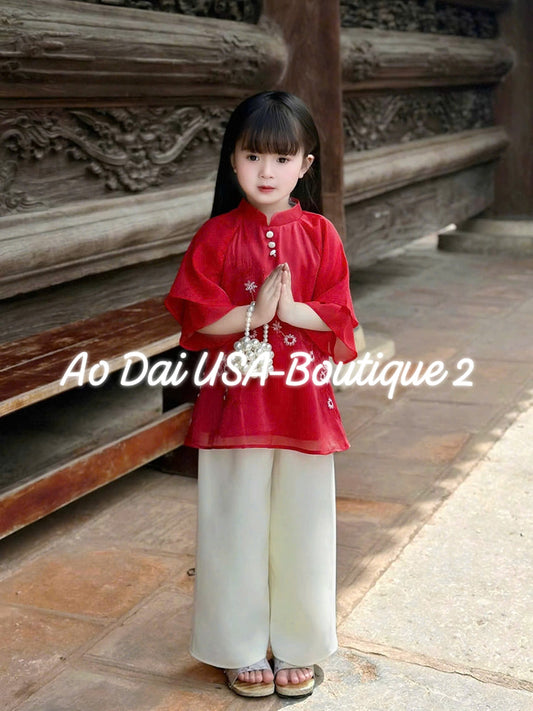 Set Ao Ba Ba For Girls / Red/ G346