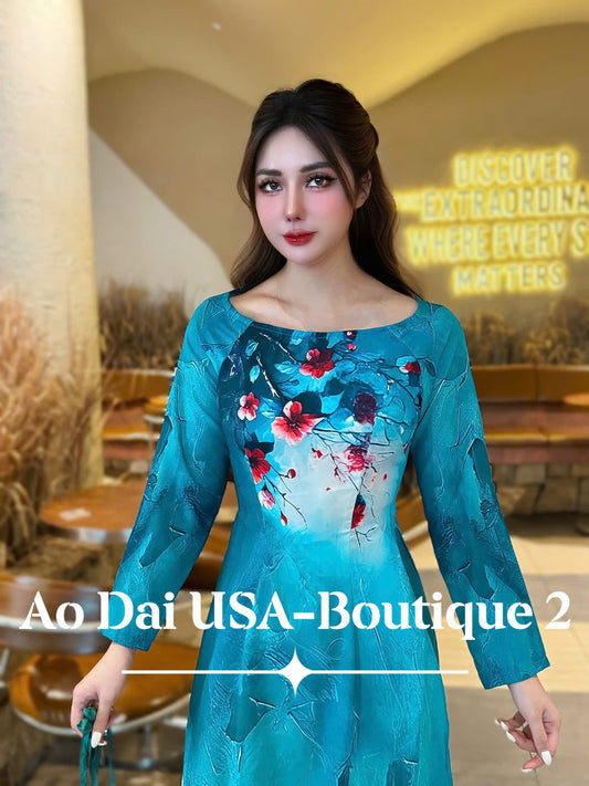Ao Dai Thai Tuan Luxury Blue Color/ No Pants included/TT100