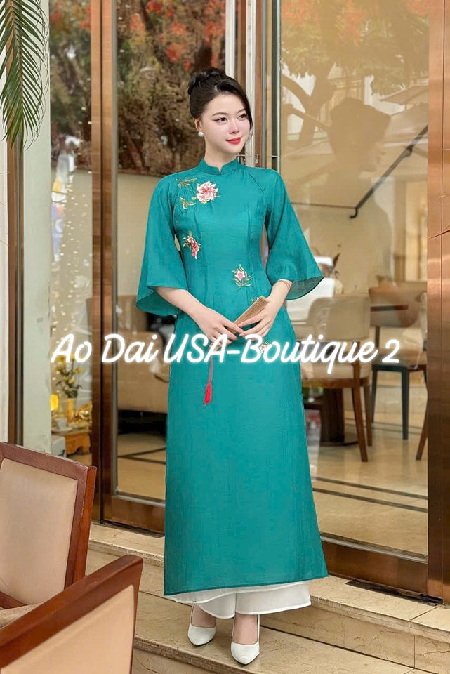 Set Ao Dai Cach Tan Embroidered Flower lord - CT239