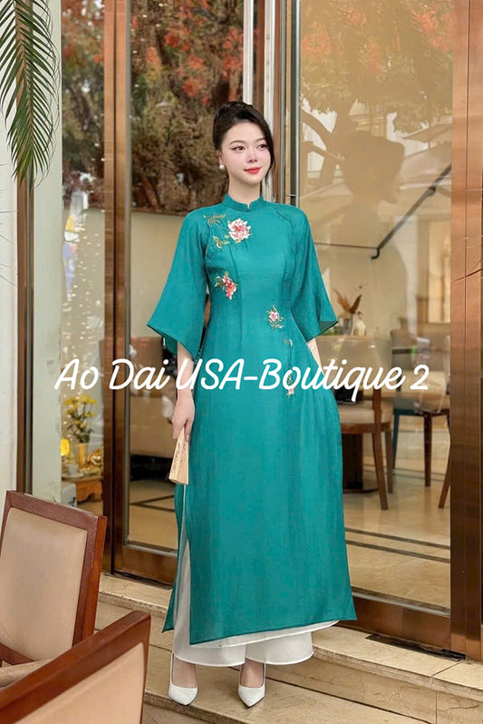 Set Ao Dai Cach Tan Embroidered Flower lord - CT239