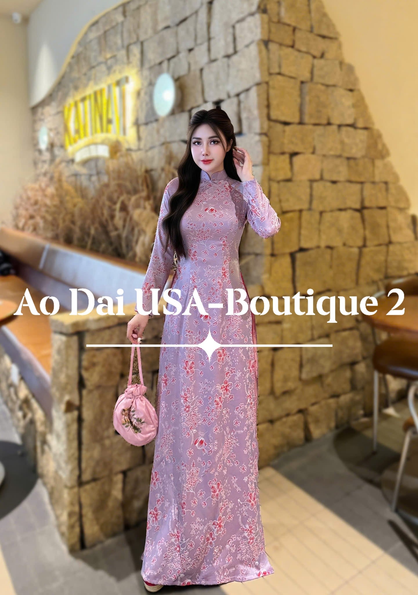 Set Ao Dai Lua To Chau Light Purpule color TT74