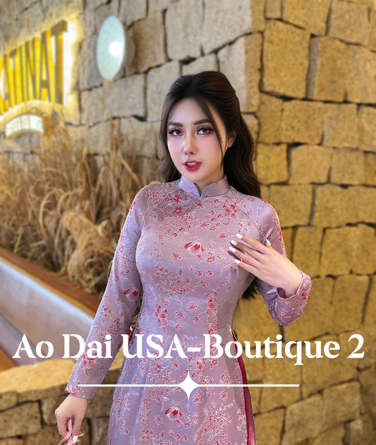 Set Ao Dai Lua To Chau Light Purpule color TT94