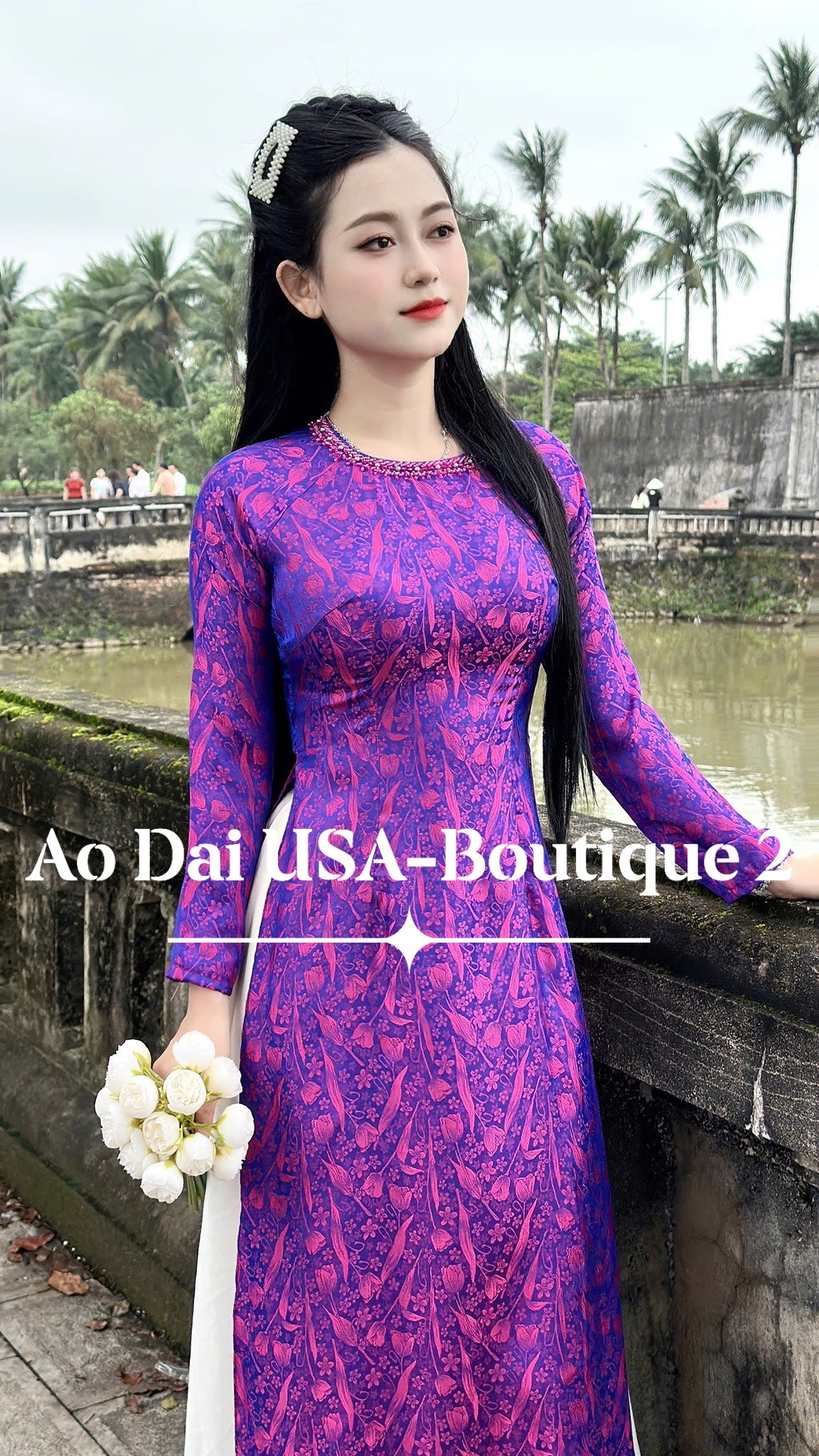 HA LAM  Ao Dai Gam Tơ Tam Du Nhuan/No Pants included/T76