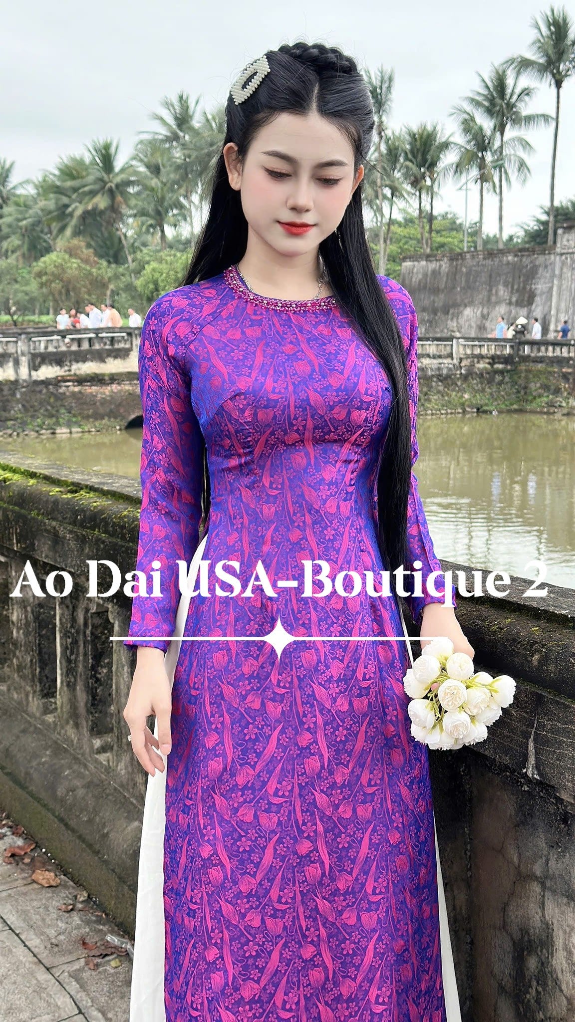 HA LAM  Ao Dai Gam Tơ Tam Du Nhuan/No Pants included/T76