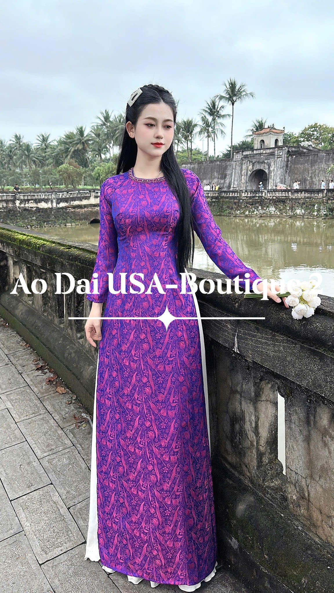 HA LAM  Ao Dai Gam Tơ Tam Du Nhuan/No Pants included/T76