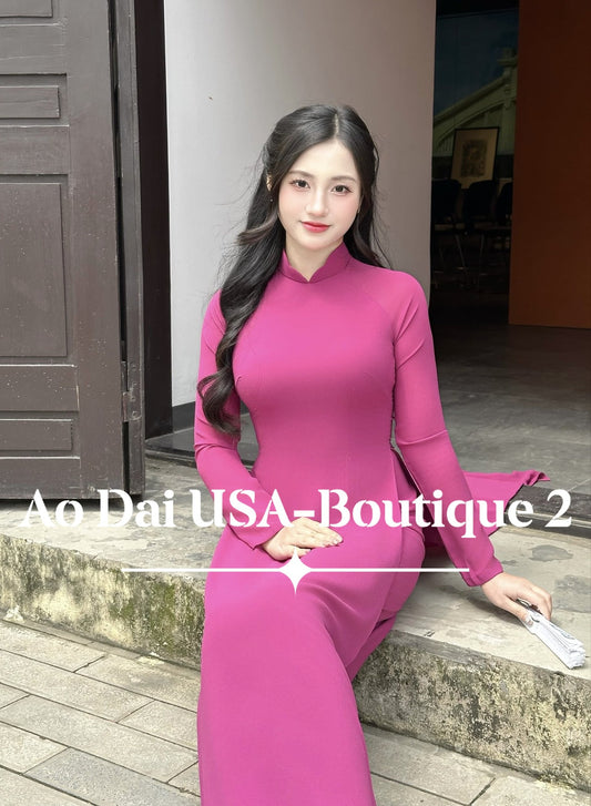 Set Ao Dai Chiffon Double Layers/Magenta Color/Pants include/TT136