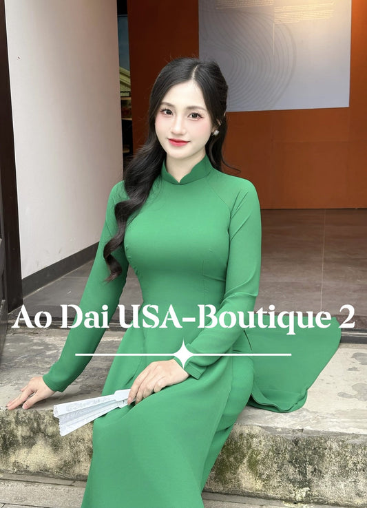 Set Ao Dai Chiffon Double Layers/Green Color/Pants include/TT131
