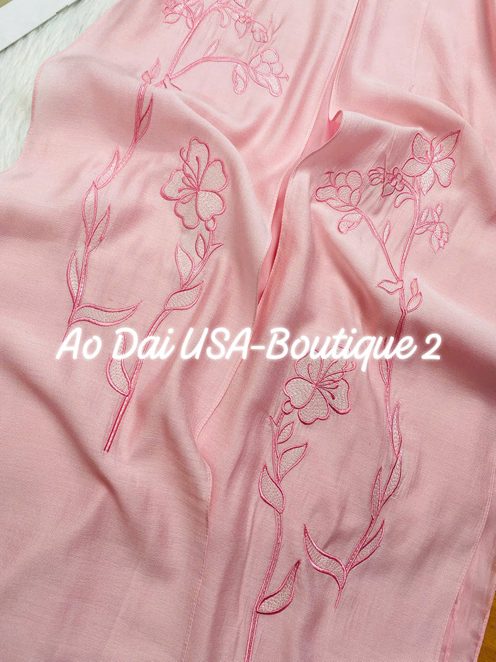 Set Ao Dai Cach Tan Pink Color/Pant included/CT277