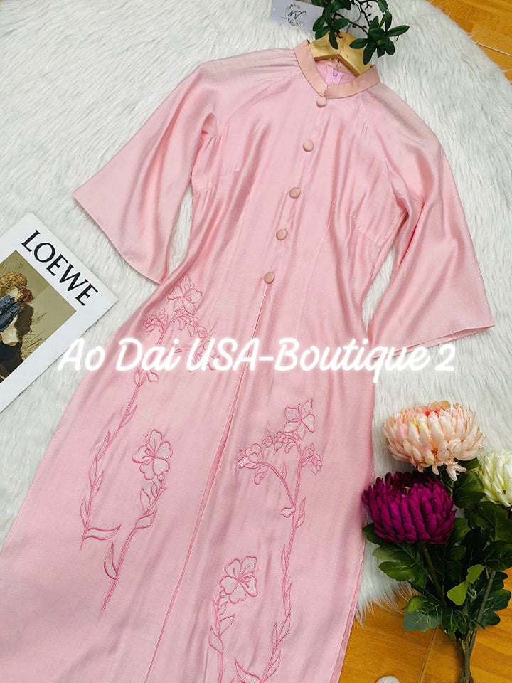 Set Ao Dai Cach Tan Pink Color/Pant included/CT277