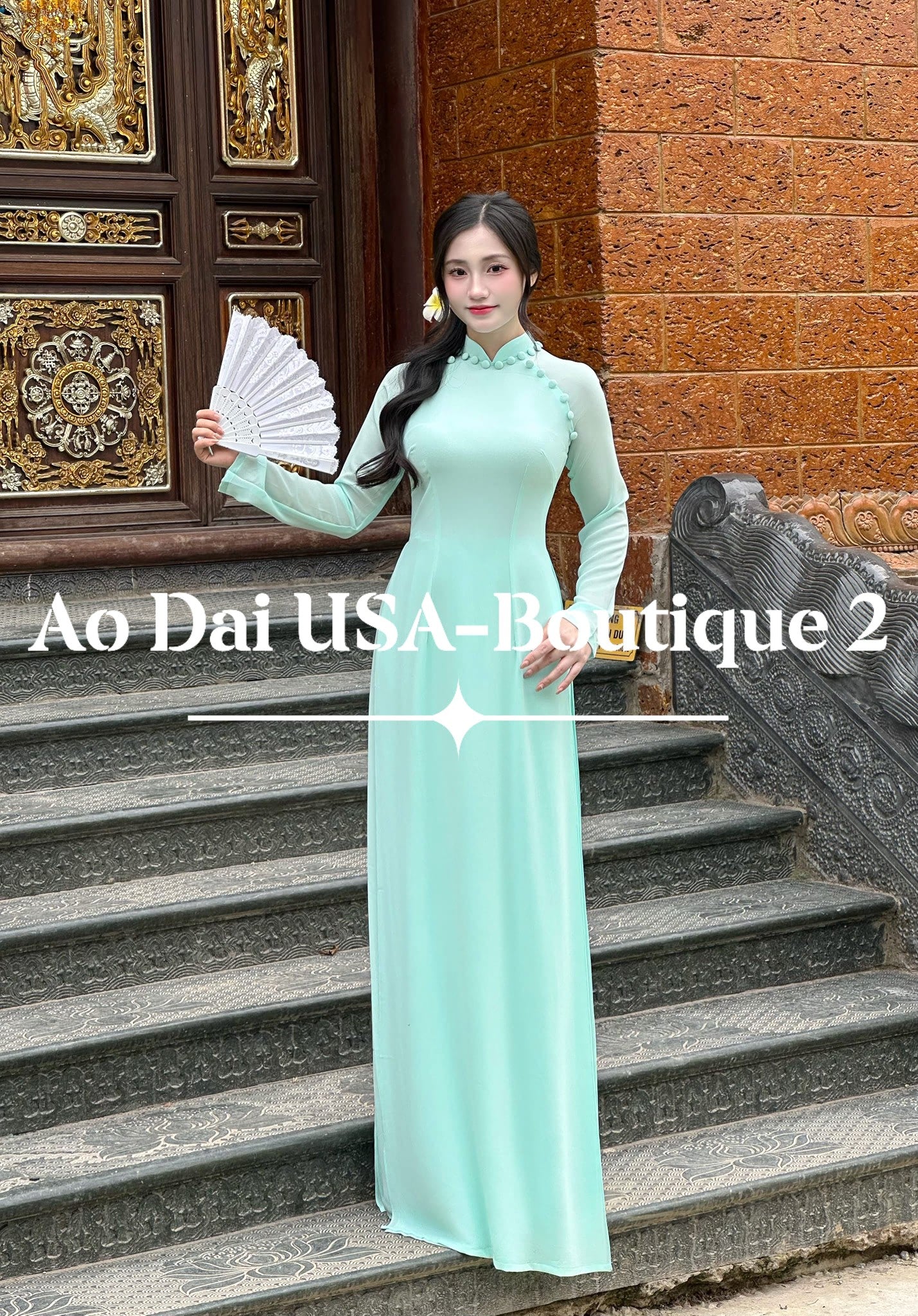 Set Ao Dai Chiffon Double Layers/Mint Color/Pants include/TT108