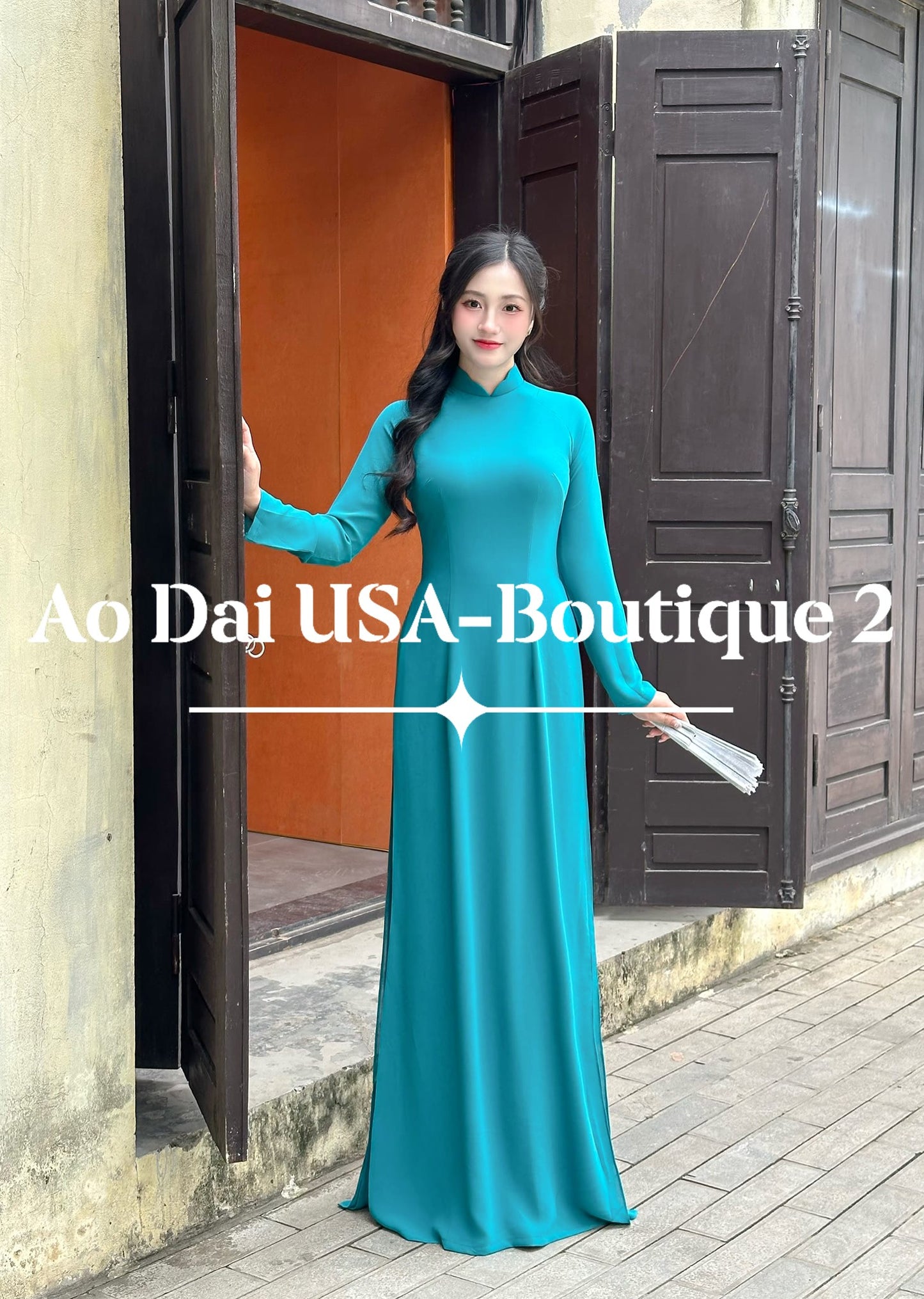 Set Ao Dai Chiffon Double Layers/Blue Color/Pants include/TT132