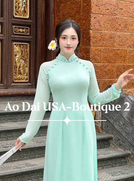 Set Ao Dai Chiffon Double Layers/Mint Color/Pants include/TT108