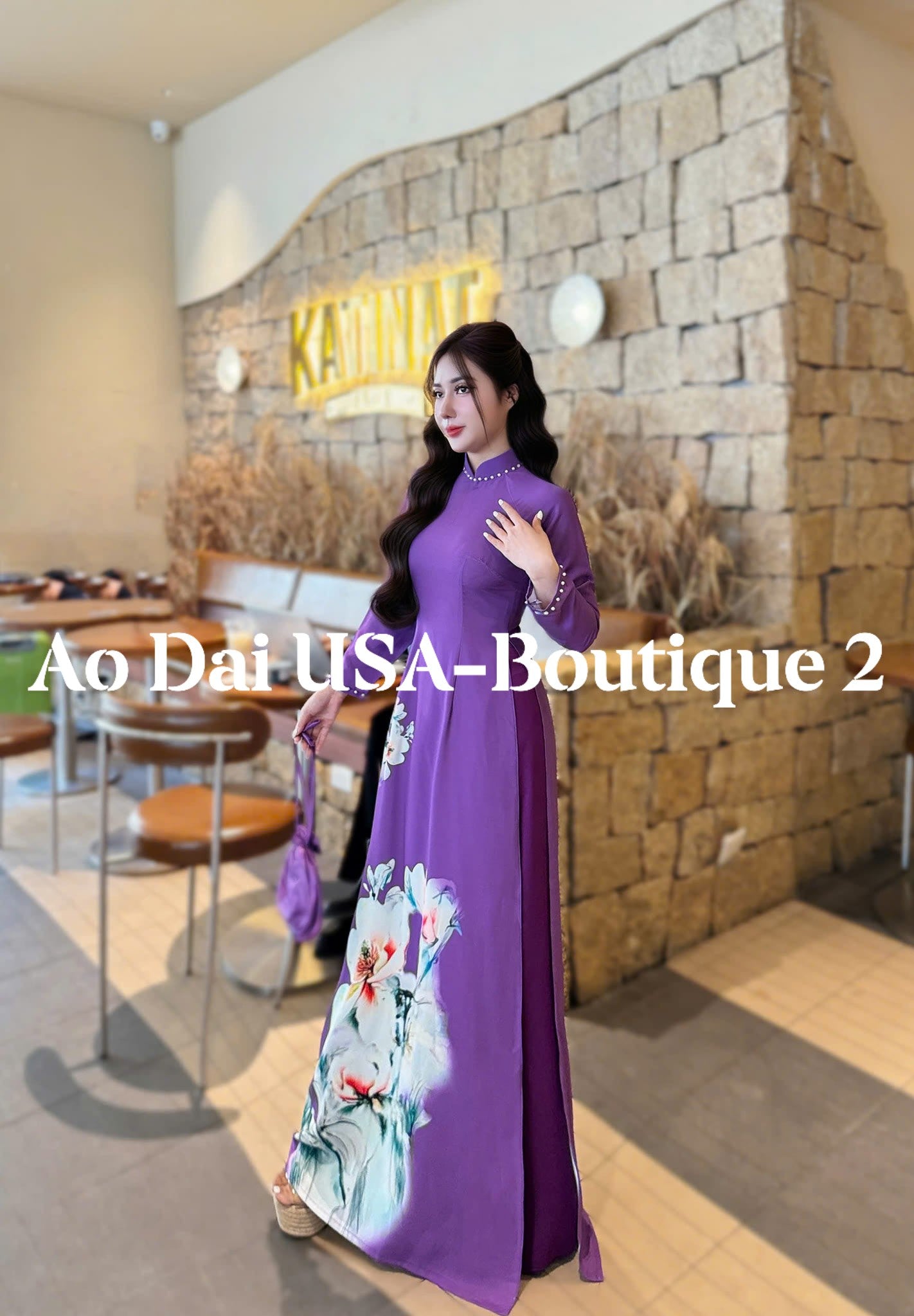 Set Ao Dai Lua Thai Tuan Purple/pants included/ TT92