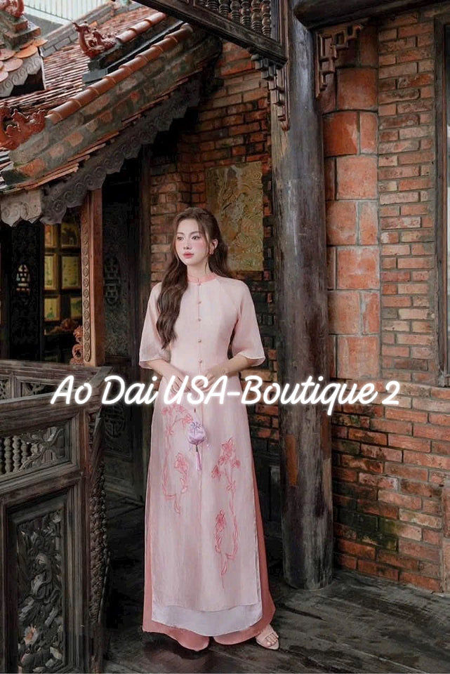 Set Ao Dai Cach Tan Pink Color/Pant included/CT277