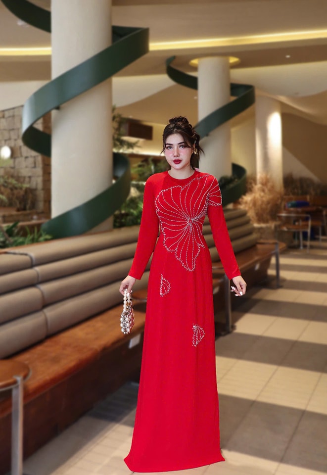 Set Ao Dai Chiffon Double Layers Design/Pants include/TK33