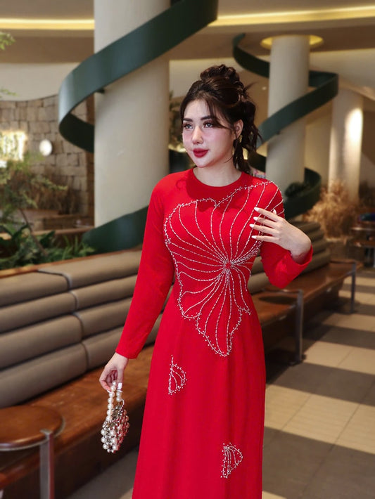 Set Ao Dai Chiffon Double Layers Design/Pants include/TK33