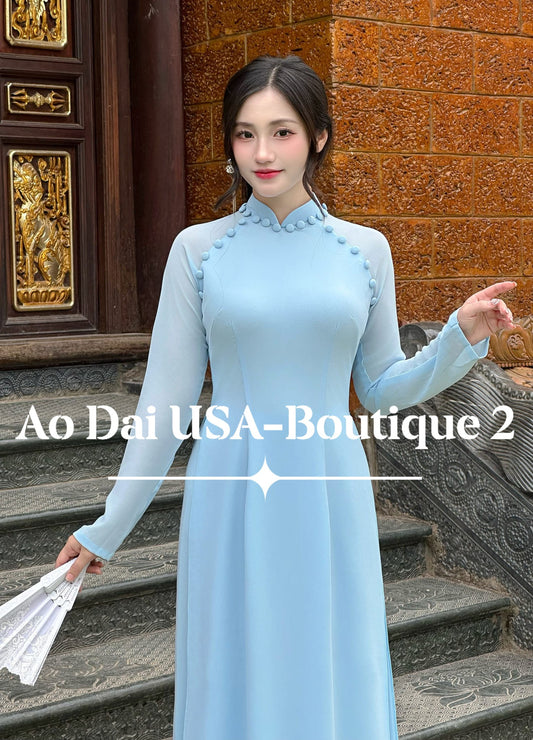 Set Ao Dai Chiffon Double Layers/Sky Color/Pants include/TT134