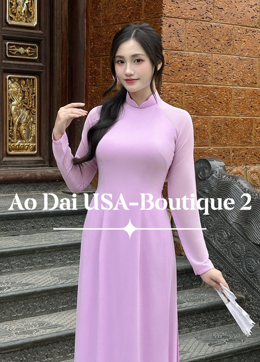 Set Ao Dai Chiffon Double Layers/Purple Color/Pants include/TT129