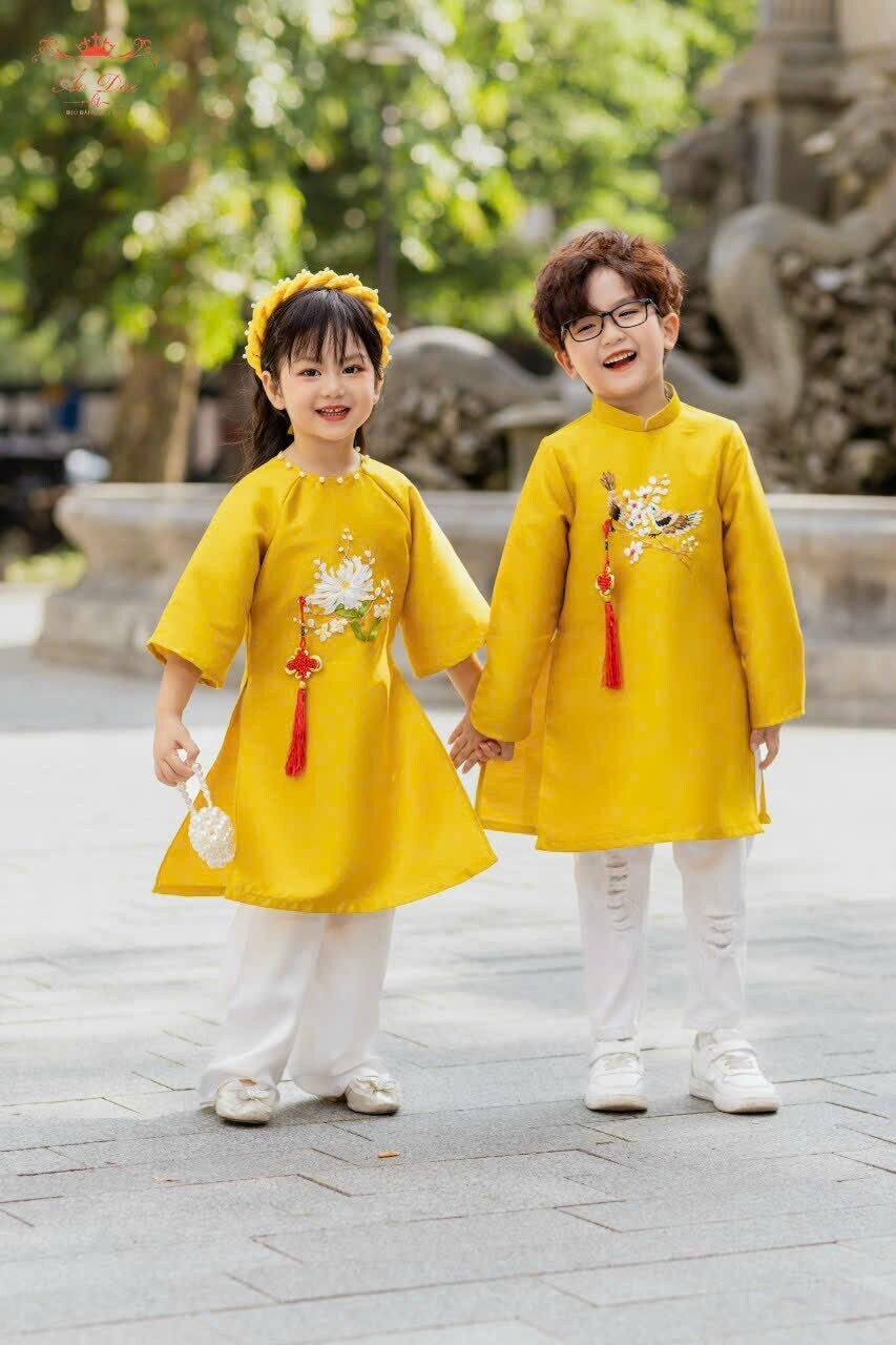 Set Ao Dai Gia đình Tafta hoa đính kết (No Headband)- B125