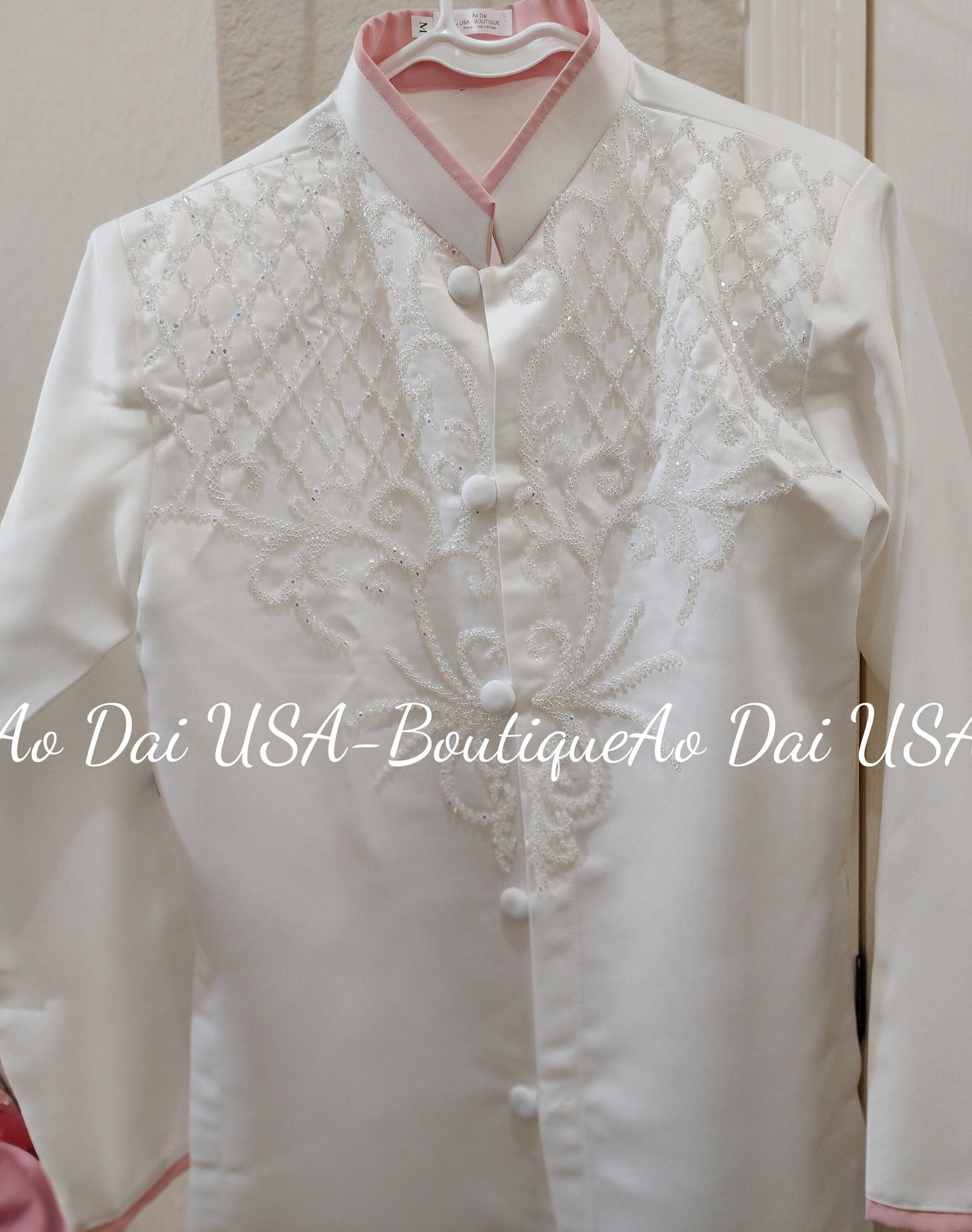 Ao dai Nam Tafa Design White Color B146