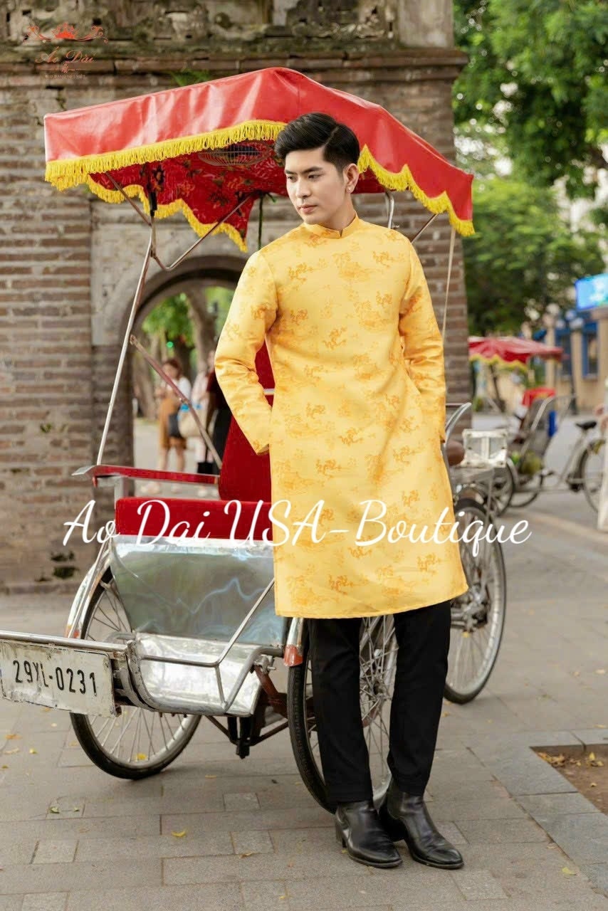 Men & Boy Red Dragon Ao Dai Top (2 Colors) B122