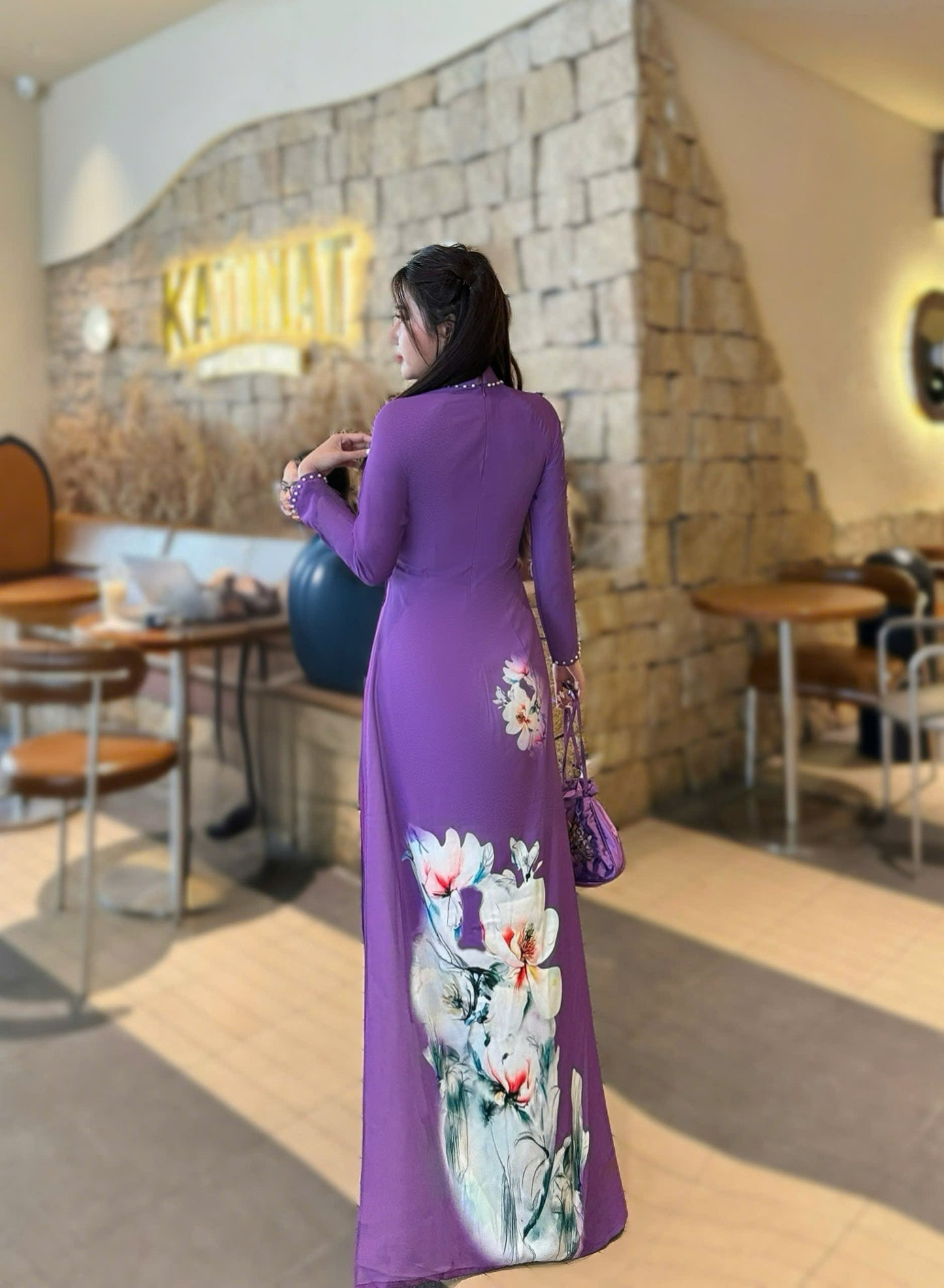 Set Ao Dai Lua Thai Tuan Purple/pants included/ TT92