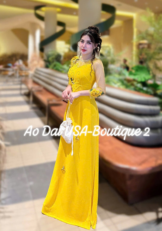 Set Ao Dai Chiffon Double Layers Design/Pants include/TK31