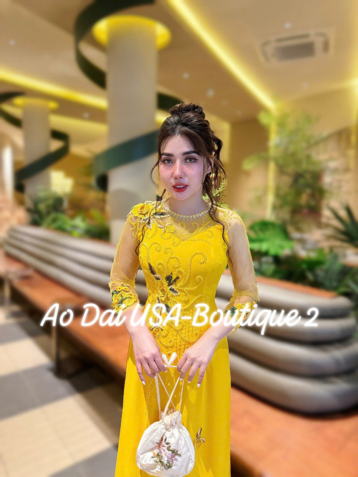 Set Ao Dai Chiffon Double Layers Design/Pants include/TK31