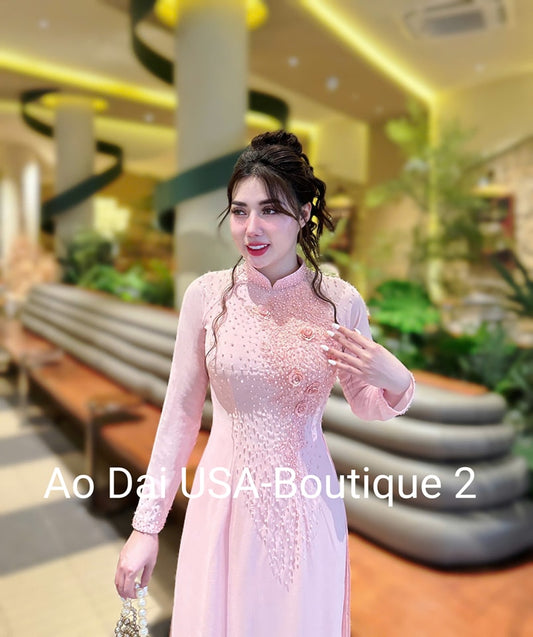 Set Ao Dai Chiffon Double Layers Design/ Pants include/ TK42