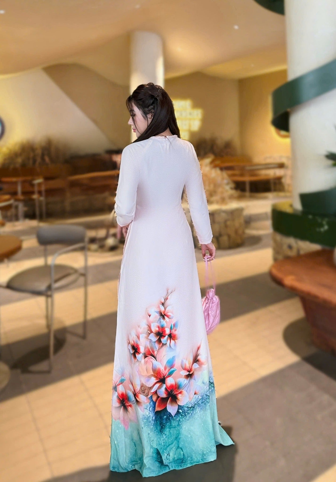 NGUYET VU Set Ao Dai Thai Tuan Light Begie color/pants included/G330