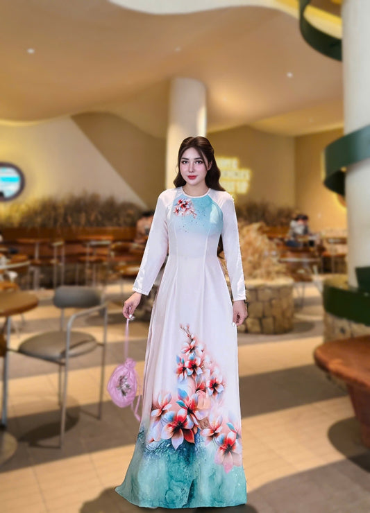 NGUYET VU Set Ao Dai Thai Tuan Light Begie color/pants included/G330