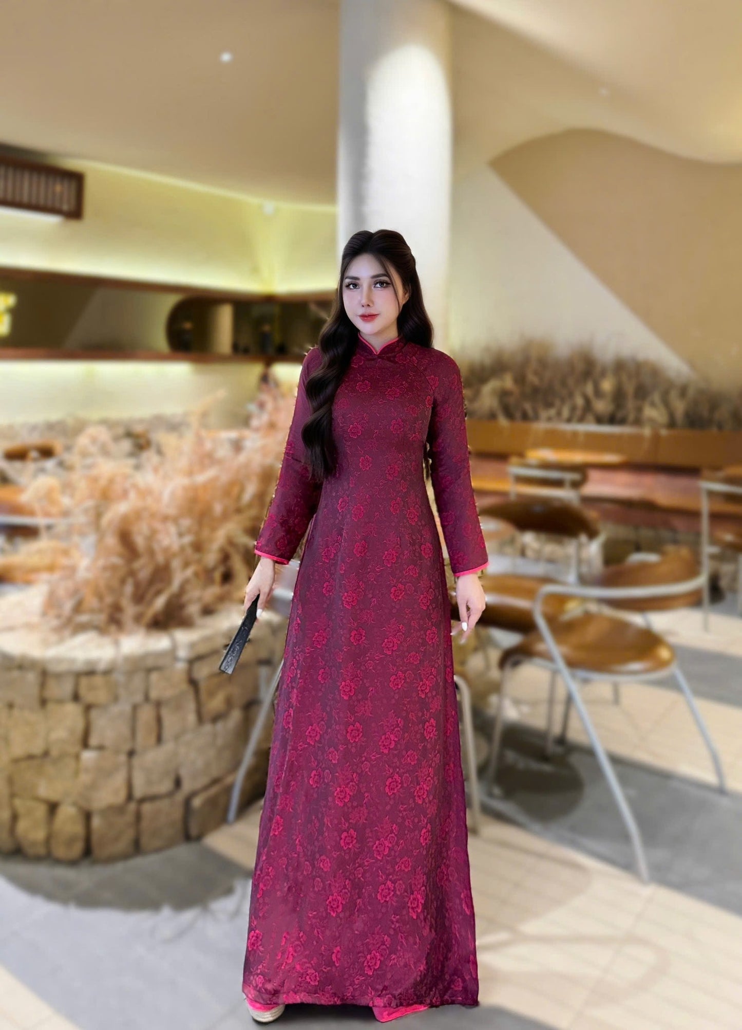 XUAN HY Ao Dai Gam Tơ Tam Thai Tuan Luxury Material/Pants included/TT72