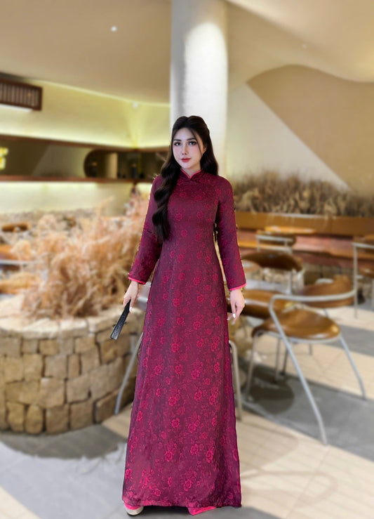 XUAN HY Ao Dai Gam Tơ Tam Thai Tuan Luxury Material/Pants included/TT72