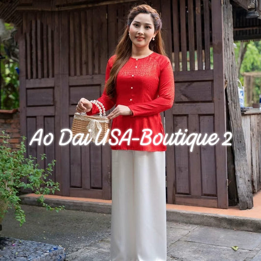 Set Ao Ba Ba with Pants/ RED/ G355&65
