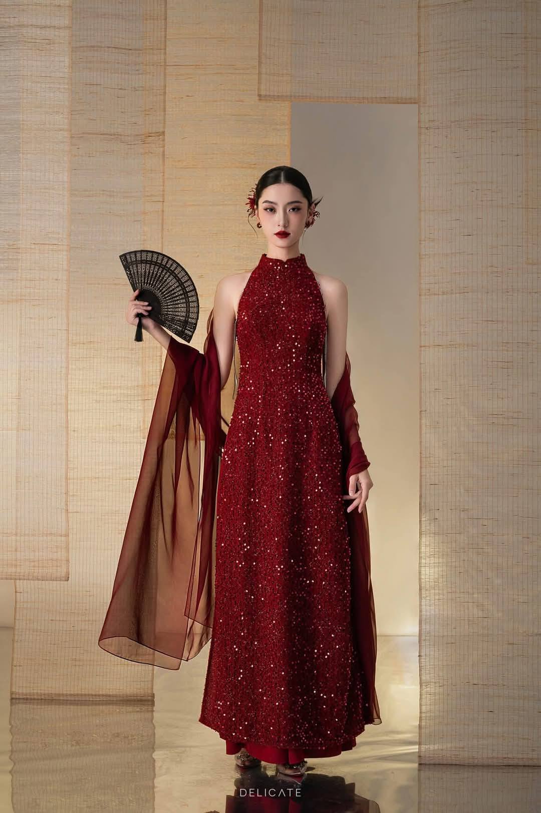 HUYET MAI Set Ao Dai/Red pants included/B265