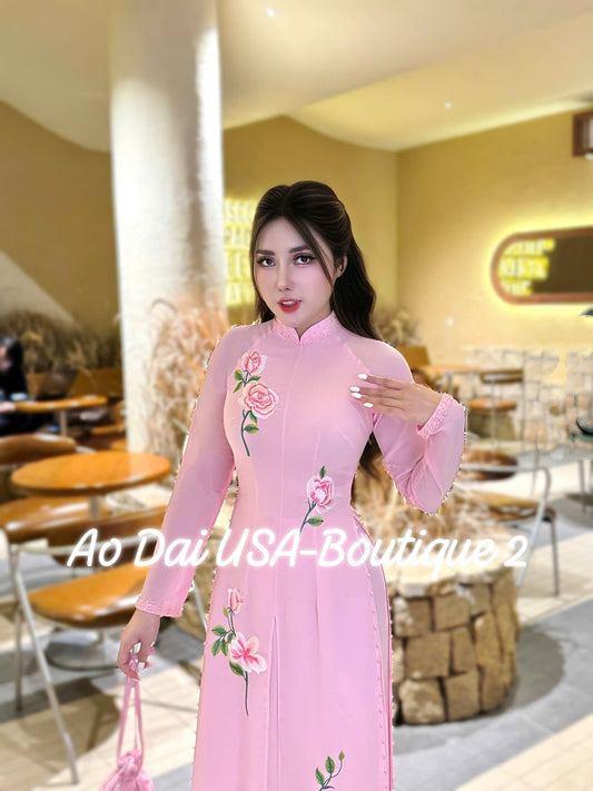 Ao Dai Chiffon Double Layers/Pants include/TK24