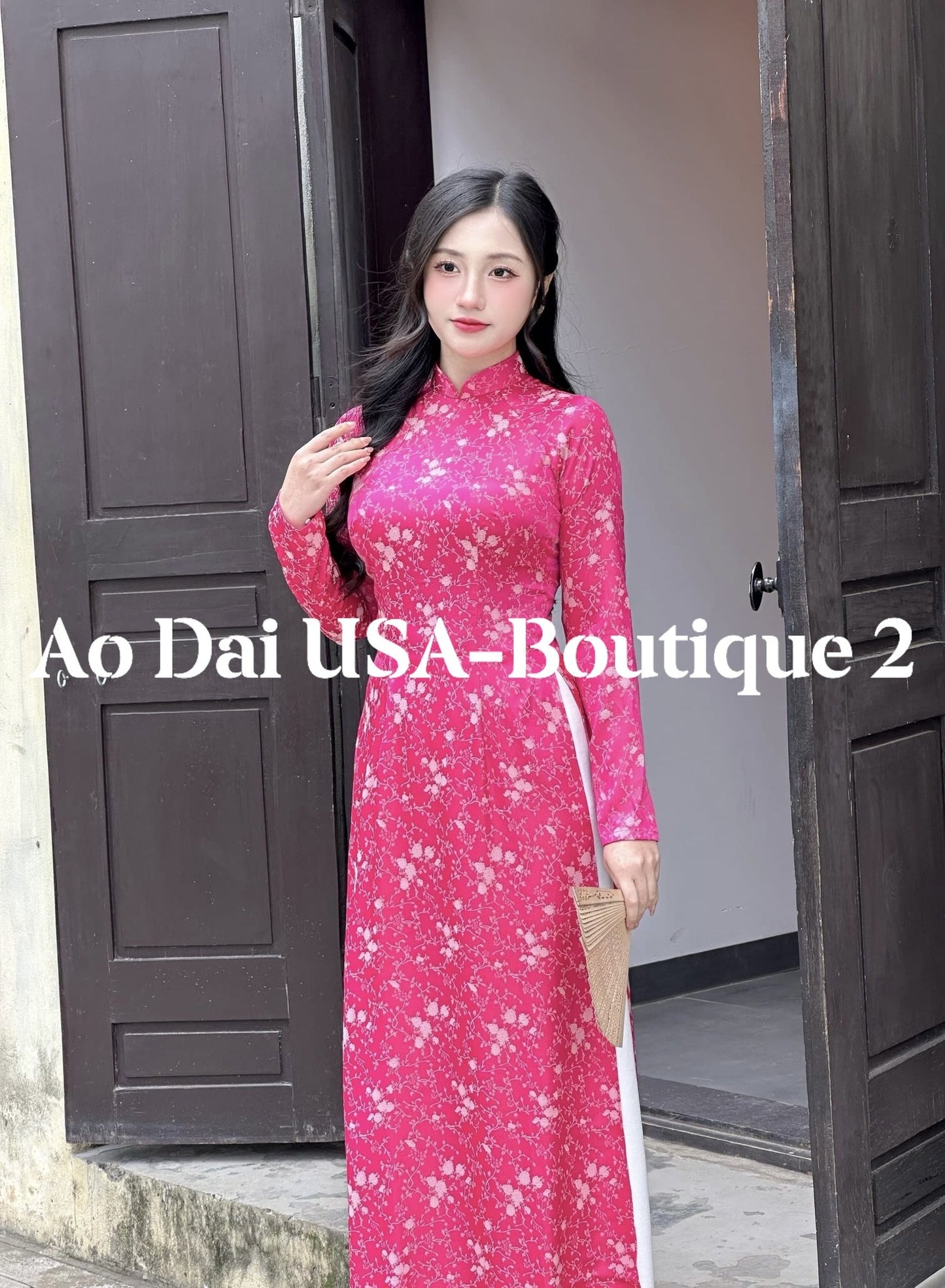 LAN THY  Set Ao Dai Gam Tơ Luxury Pink And Cream Color/Pants included/TT56