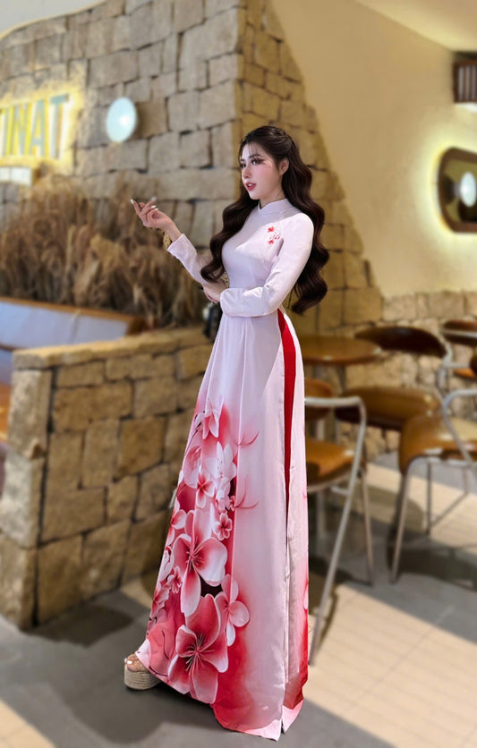 XUAN THI Set Ao Dai Design with 4D Print flowers/pants include/G329