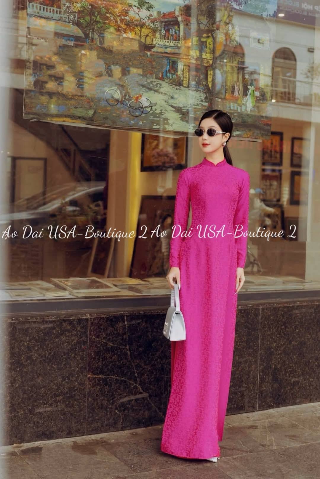 HA XUAN Set Ao Dai Gam Tơ Tam Thai Tuan Luxury/Yellow Pants included/TT93