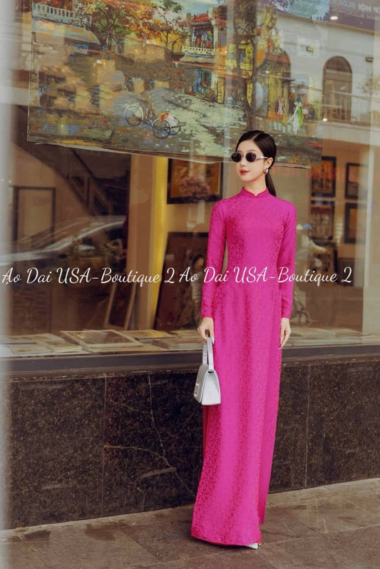 HA XUAN Set Ao Dai Gam Tơ Tam Thai Tuan Luxury/Yellow Pants included/TT93