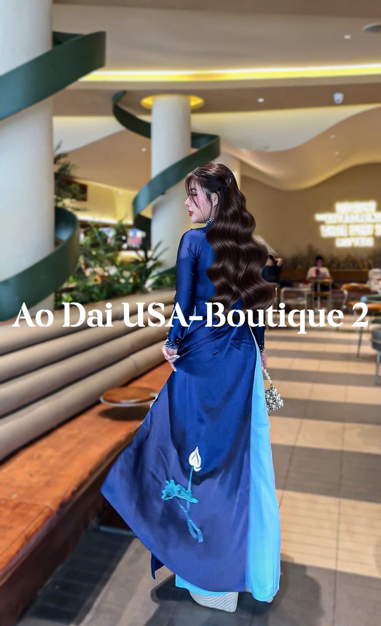 TAM HA Set Ao Dai Design with embroidery flowers// pants include/S243
