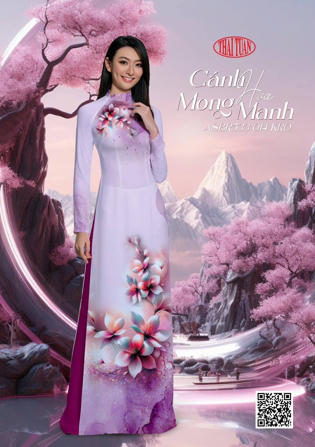 VAN CHI Set Ao Dai Design with 4D  Print flowers/pants include/G330
