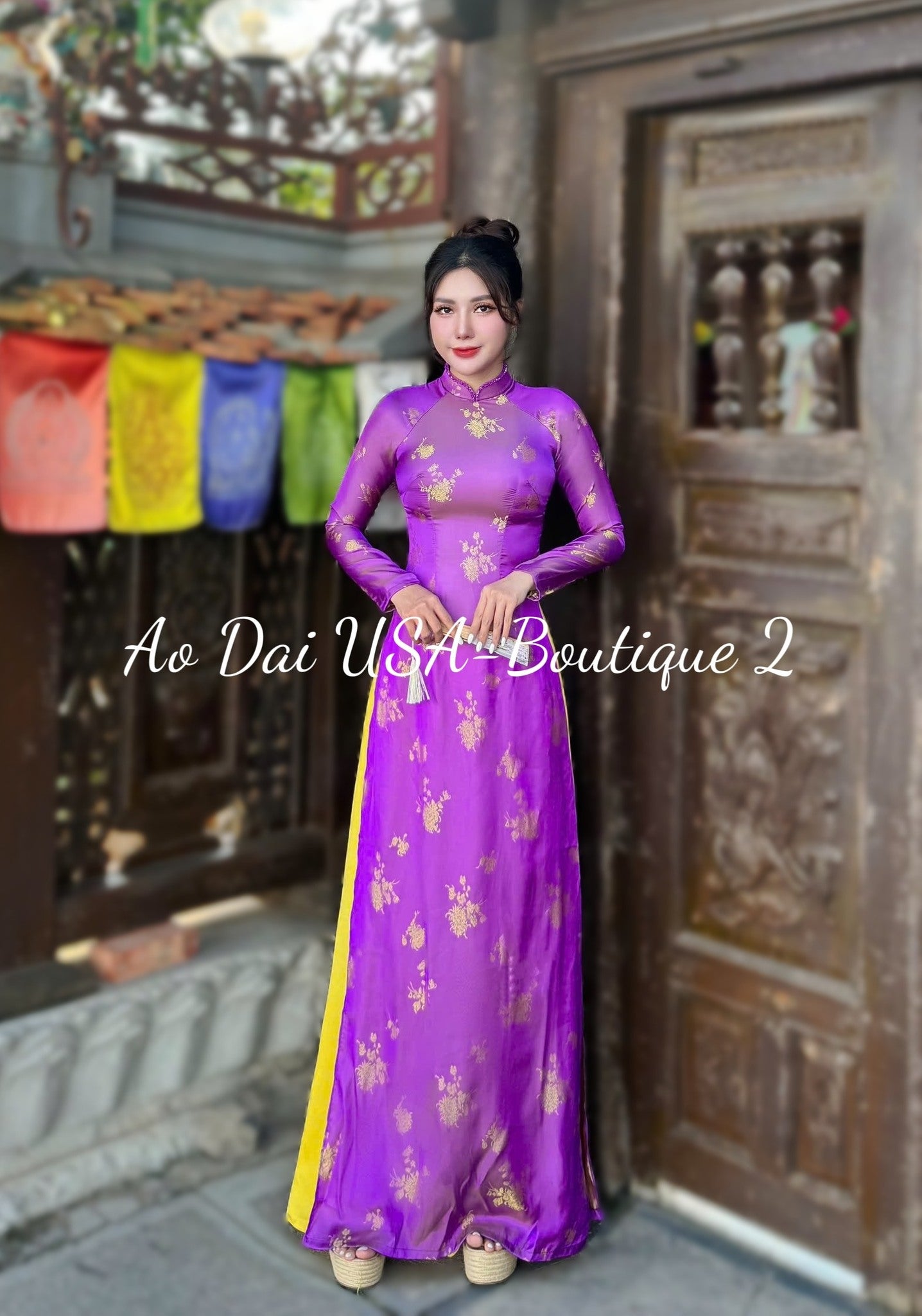 HOANG HOA Ao Dai Tơ TamLuxury Light Purple/Pink Pants included/TT59