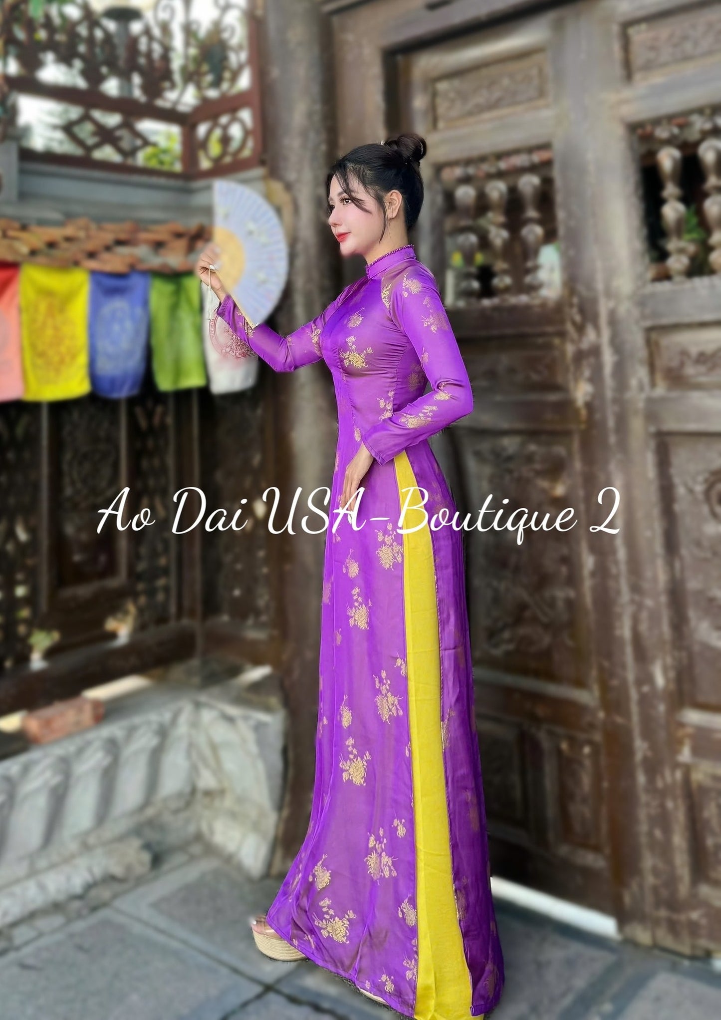 HOANG HOA Ao Dai Tơ TamLuxury Light Purple/Pink Pants included/TT59