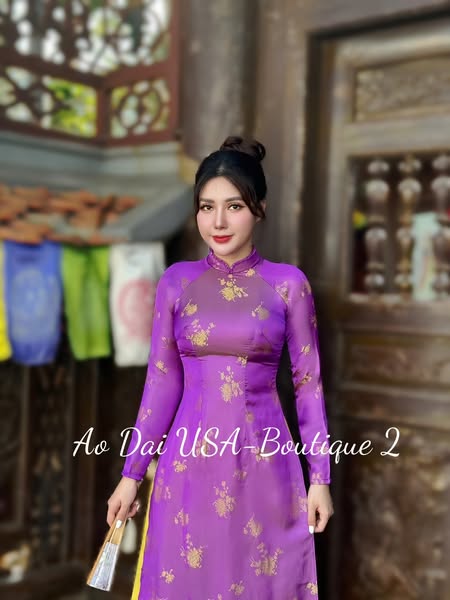 HOANG HOA Ao Dai Tơ TamLuxury Light Purple/Pink Pants included/TT59
